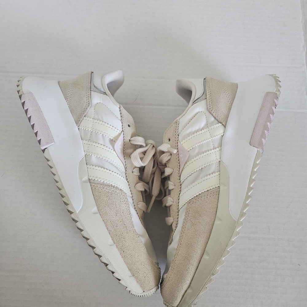 Adidas Tan and White Retro-Inspired Sneakers